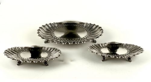 antique solid silver sterling portuguese shell bowls - CATEGORY: ANTIQUE SILVER - DATED EDWARDIAN