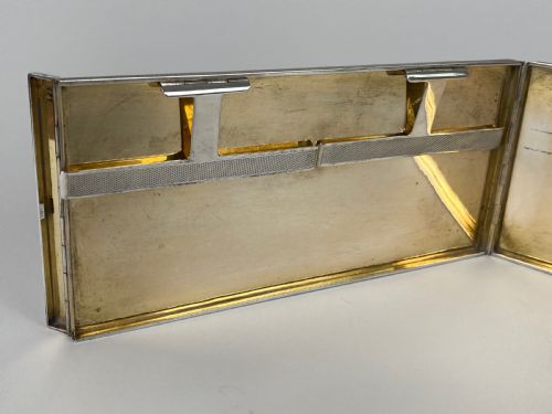 ANTIQUE ART DECO SOLID SILVER STERLING AUSTRIAN CIGARETTE CASE 17CM - ADDITIONAL PHOTO 3