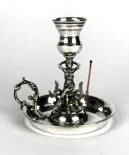 magnificent solid silver sterling chamberstick candlestick spain - CATEGORY: ANTIQUE SILVER - DATED 1920