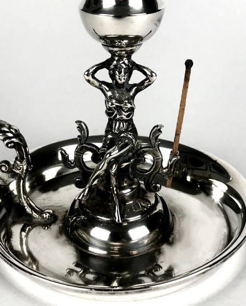 MAGNIFICENT SOLID SILVER STERLING CHAMBERSTICK CANDLESTICK SPAIN - ADDITIONAL PHOTO 1