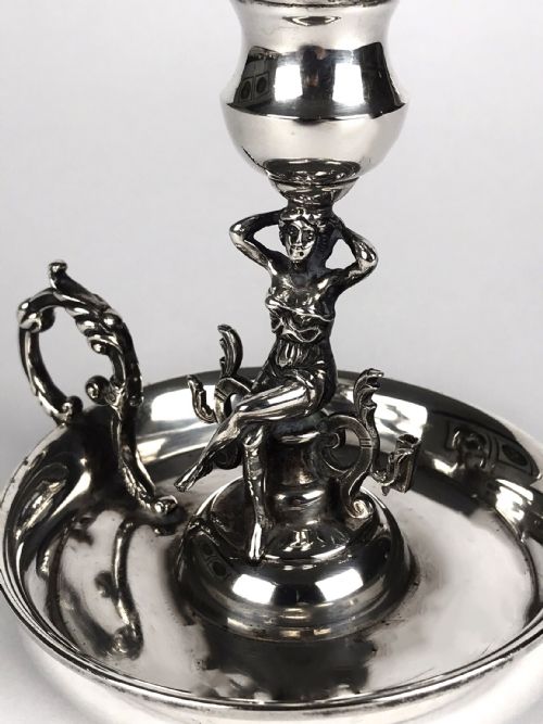 MAGNIFICENT SOLID SILVER STERLING CHAMBERSTICK CANDLESTICK SPAIN - ADDITIONAL PHOTO 2