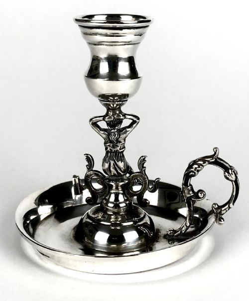 MAGNIFICENT SOLID SILVER STERLING CHAMBERSTICK CANDLESTICK SPAIN - ADDITIONAL PHOTO 3