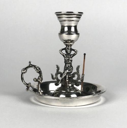MAGNIFICENT SOLID SILVER STERLING CHAMBERSTICK CANDLESTICK SPAIN - ADDITIONAL PHOTO 4