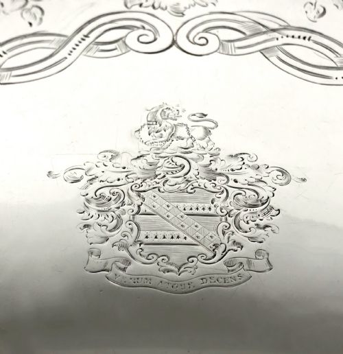 VICTORIAN SOLID SILVER STERLING LARGE SALVER TRAY LONDON 1851 - ADDITIONAL PHOTO 3