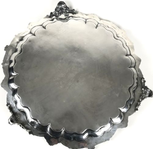 VICTORIAN SOLID SILVER STERLING LARGE SALVER TRAY LONDON 1851 - ADDITIONAL PHOTO 6