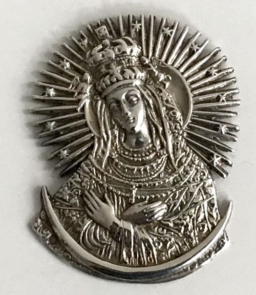 rake solid silver our lady of sorrows 18th century portuguese religious medal - CATEGORY: ANTIQUE SILVER - DATED 18TH CENTURY