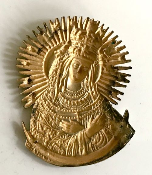 RAKE SOLID SILVER OUR LADY OF SORROWS 18TH CENTURY PORTUGUESE RELIGIOUS MEDAL - ADDITIONAL PHOTO 1