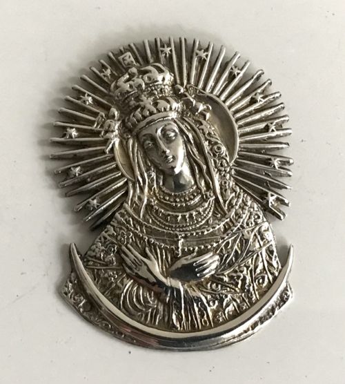 RAKE SOLID SILVER OUR LADY OF SORROWS 18TH CENTURY PORTUGUESE RELIGIOUS MEDAL - ADDITIONAL PHOTO 4