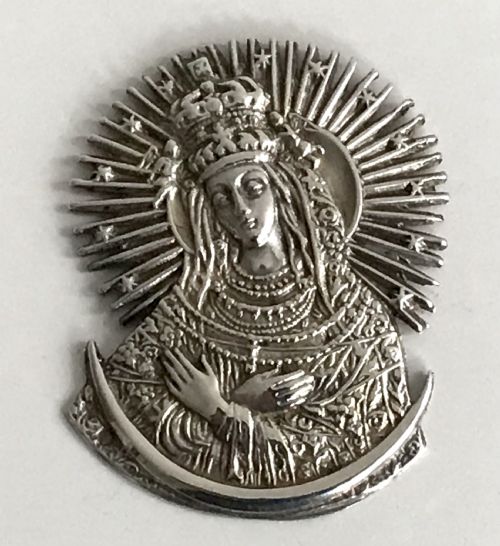RAKE SOLID SILVER OUR LADY OF SORROWS 18TH CENTURY PORTUGUESE RELIGIOUS MEDAL - ADDITIONAL PHOTO 5