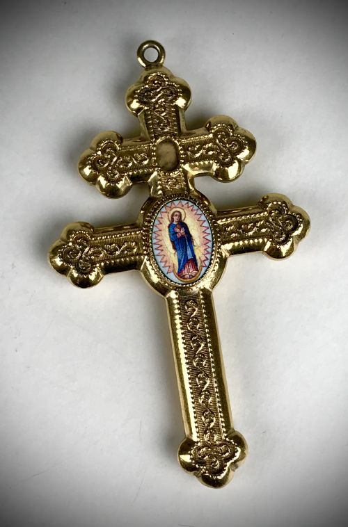 MAGNIFICENT 19TH CENTURY SILVER GILT SAINT DENIS OF PARIS RELIQUARY CROSS RELIC - ADDITIONAL PHOTO 2