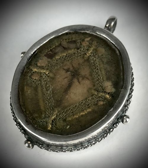 ANTIQUE SILVER 17TH CENTURY TRUE CROSS RELIQUARY SPAIN - ADDITIONAL PHOTO 5