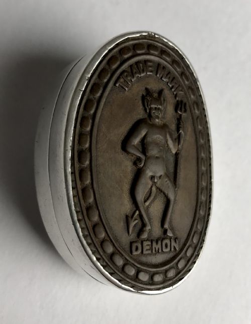novelty victorian solid silver demon snuff box 1897 - CATEGORY: ANTIQUE SILVER - DATED VICTORIAN