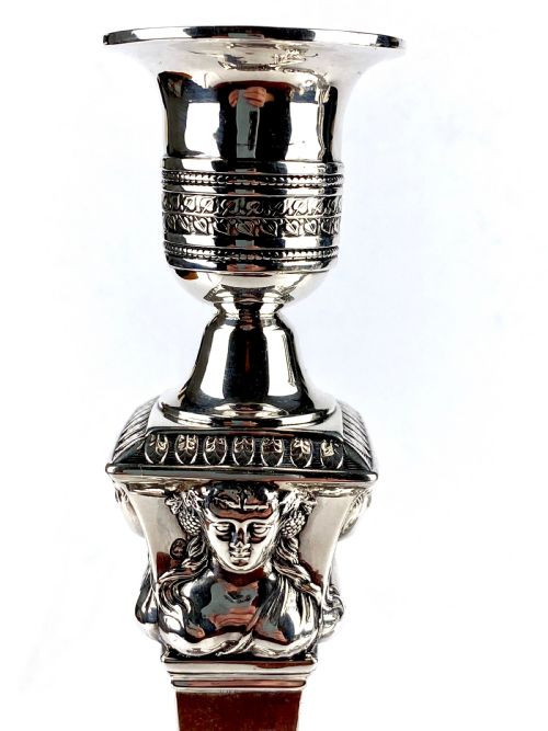 MAGNIFICENT SOLID SILVER PAIR CANDLESTICKS 720G FRANCE PARIS 1793 - ADDITIONAL PHOTO 1