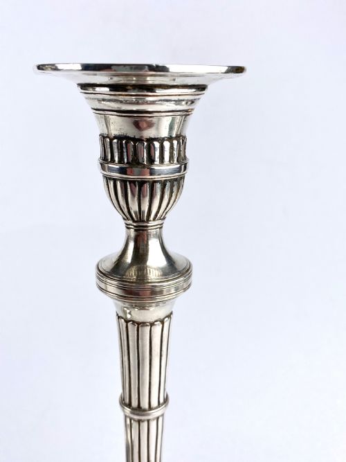 MAGNIFICENT SOLID SILVER PAIR CANDLESTICKS 690G PORTO PORTUGAL 1810 GEORGIAN - ADDITIONAL PHOTO 1