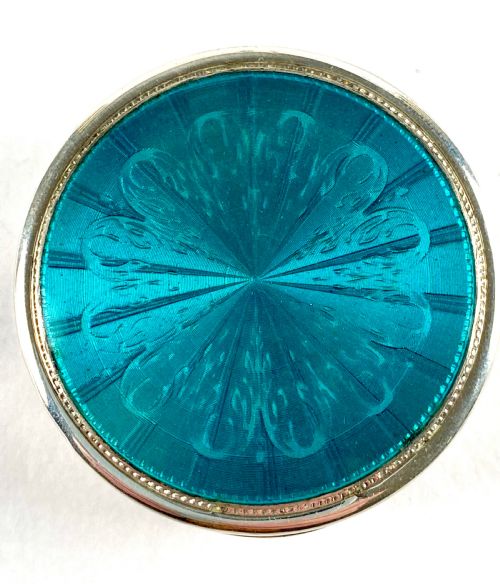 ANTIQUE SOLID SILVER STERLING GUILLOCHE ENAMEL TRINKET BOX ART DECO 950 SILVER - ADDITIONAL PHOTO 1