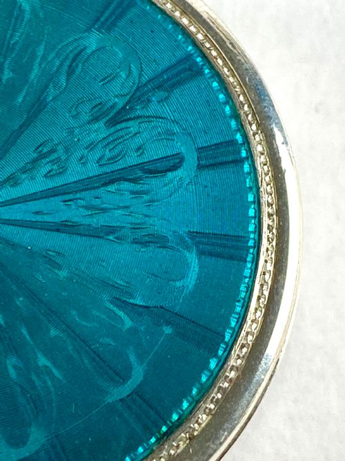 ANTIQUE SOLID SILVER STERLING GUILLOCHE ENAMEL TRINKET BOX ART DECO 950 SILVER - ADDITIONAL PHOTO 2