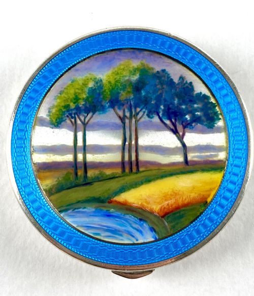 art deco solid silver austro hungarian guilloche enamel trinket pill box - CATEGORY: ANTIQUE BOXES - DATED 1890