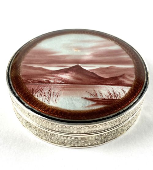 art deco solid silver austro hungarian guilloche enamel trinket pill box - CATEGORY: ANTIQUE BOXES - DATED 1890