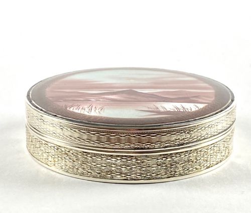 ART DECO SOLID SILVER AUSTRO HUNGARIAN GUILLOCHE ENAMEL TRINKET PILL BOX - ADDITIONAL PHOTO 1