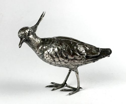 antique magnificent solid silver sterling lapwing bird 198g circa 1900 novelty - CATEGORY: ANTIQUE SILVER - DATED 1900