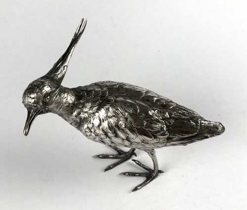 ANTIQUE MAGNIFICENT SOLID SILVER STERLING LAPWING BIRD 198G CIRCA 1900 NOVELTY - ADDITIONAL PHOTO 2