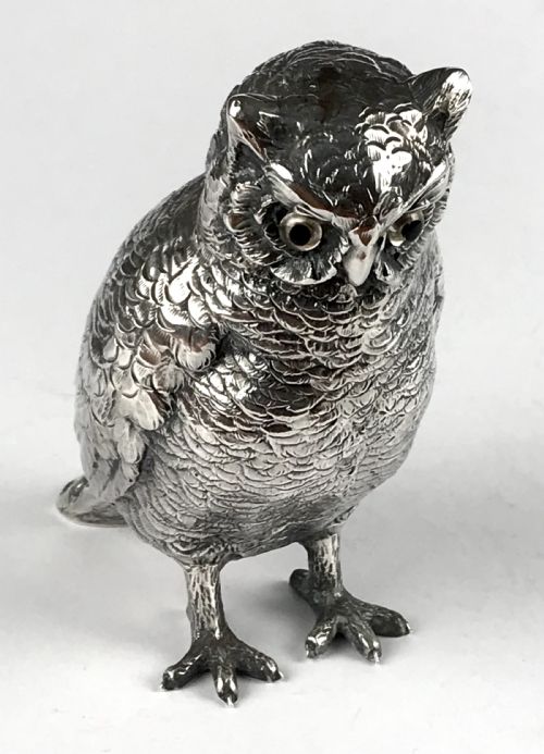 ANTIQUE MAGNIFICENT SOLID SILVER STERLING OWL 216G GERMANY CIRCA 1930 - ADDITIONAL PHOTO 1