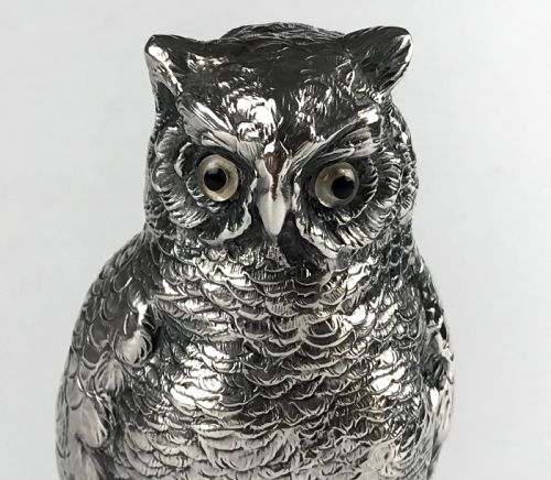 ANTIQUE MAGNIFICENT SOLID SILVER STERLING OWL 216G GERMANY CIRCA 1930 - ADDITIONAL PHOTO 3