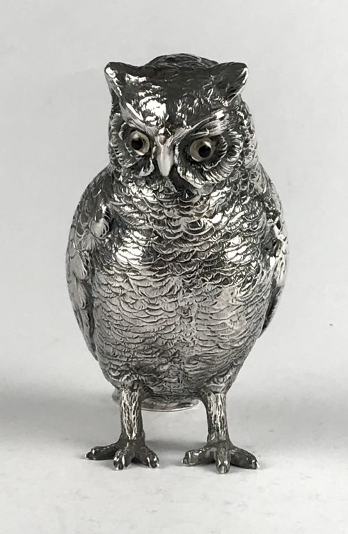 ANTIQUE MAGNIFICENT SOLID SILVER STERLING OWL 216G GERMANY CIRCA 1930 - ADDITIONAL PHOTO 4
