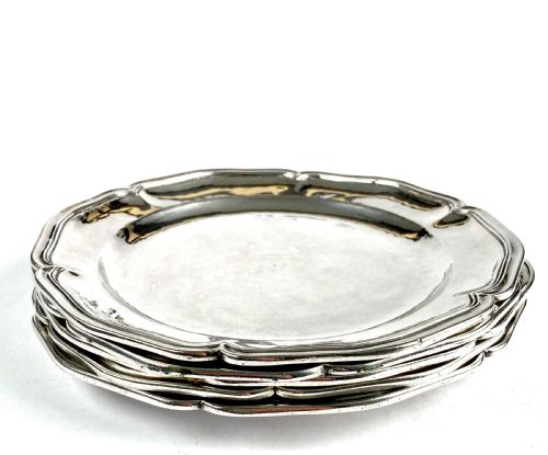 MAGNIFICENT SET 5 SOLID SILVER STERLING DINNER PLATES 2405G SPAIN 18TH GEORGIAN - ADDITIONAL PHOTO 5