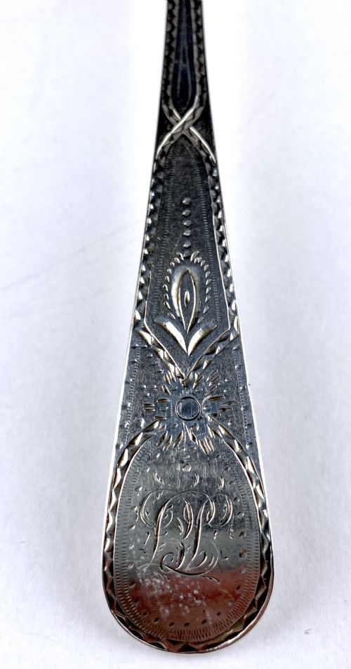 SET 3 GEORGIAN SOLID SILVER STERLING BRIGHT CUT TABLE SPOONS LONDON 1790 - ADDITIONAL PHOTO 3
