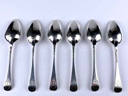 HANOVERIAN SET 6 GEORGIAN SOLID SILVER STERLING TABLESPOONS 407G LONDON 1766 - ADDITIONAL PHOTO 1