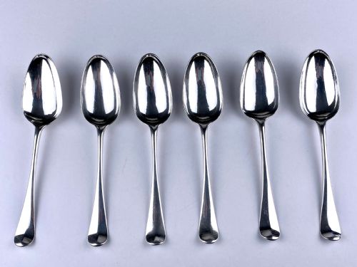 HANOVERIAN SET 6 GEORGIAN SOLID SILVER STERLING TABLESPOONS 407G LONDON 1766 - ADDITIONAL PHOTO 2