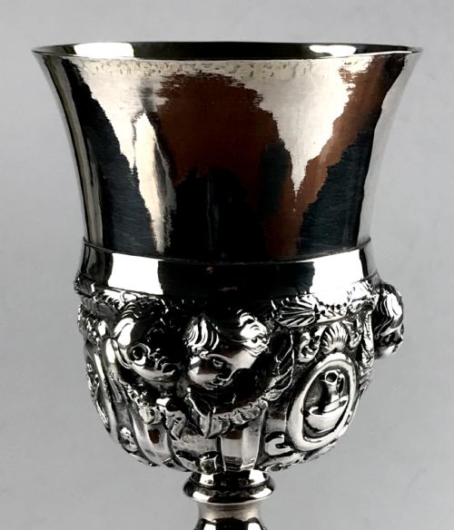 MAGNIFICENT RARE GERMAN 18TH CENTURY SOLID SILVER RELIGIOUS CHALICE - ADDITIONAL PHOTO 2