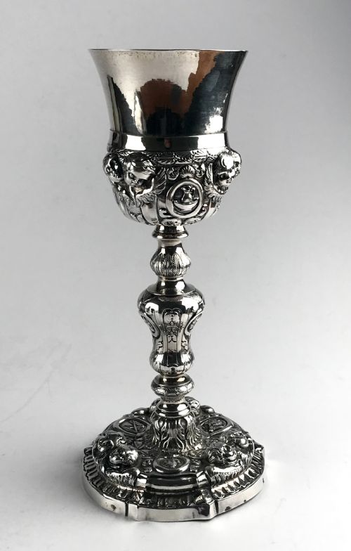 MAGNIFICENT RARE GERMAN 18TH CENTURY SOLID SILVER RELIGIOUS CHALICE - ADDITIONAL PHOTO 7