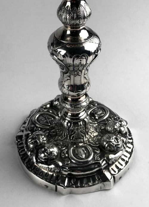 MAGNIFICENT RARE GERMAN 18TH CENTURY SOLID SILVER RELIGIOUS CHALICE - ADDITIONAL PHOTO 8