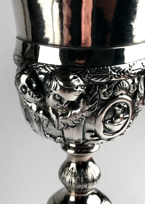 MAGNIFICENT RARE GERMAN 18TH CENTURY SOLID SILVER RELIGIOUS CHALICE - ADDITIONAL PHOTO 9