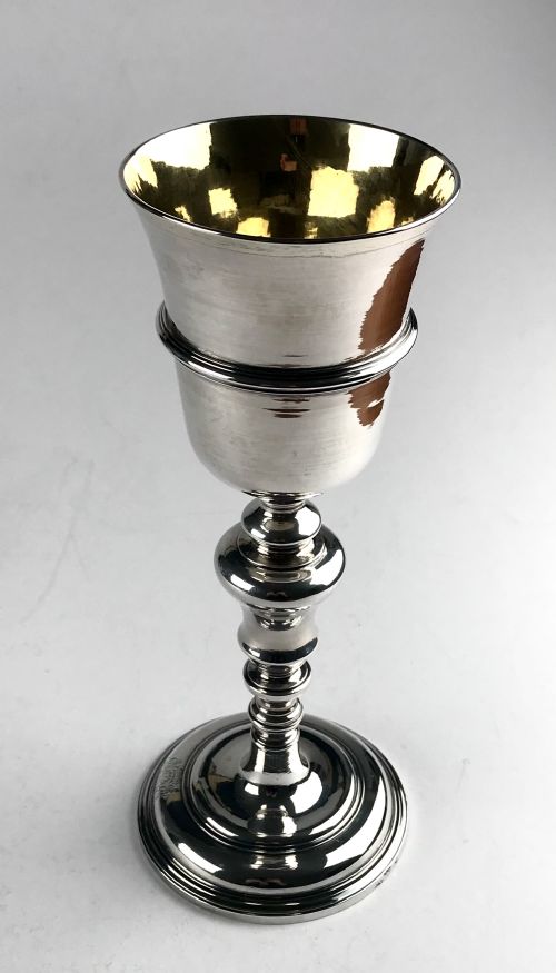 MAGNIFICENT RARE CHALICE FRENCH 18TH C SOLID SILVER GILT RELIGIOUS - ADDITIONAL PHOTO 8