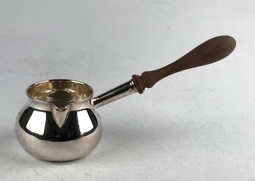 early georgian solid silver sterling brandy pan london 1725 francis turner 98g - CATEGORY: ANTIQUE SILVER - DATED 18TH CENTURY