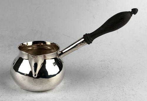 early georgian solid silver sterling brandy pan london 1733 g g jones 90g - CATEGORY: ANTIQUE SILVER - DATED 18TH CENTURY