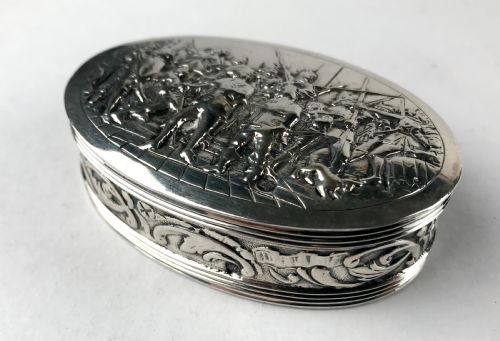 antique solid silver dutch 19th c snuff box georgian period rembrandt nightwatch - CATEGORY: ANTIQUE SILVER - DATED 19TH CENTURY