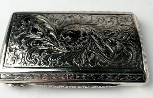 fine antique solid silver snuff box austria 19th c georgian period 57g lion - CATEGORY: ANTIQUE SILVER - DATED 19TH CENTURY