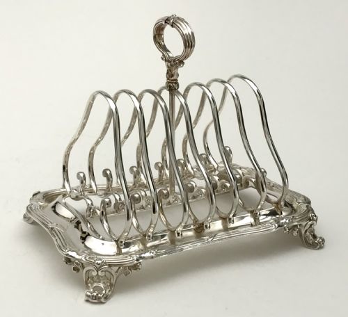 magnificent solid silver sterling toast rack heavy 573g london 1849 late storr - CATEGORY: ANTIQUE SILVER - DATED 19TH CENTURY