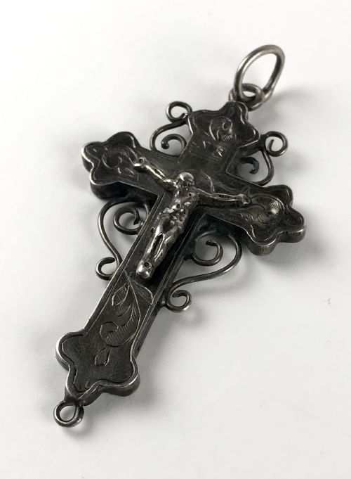 antique 18th century religious solid silver spanish reliquary cross relic - CATEGORY: ANTIQUE SILVER - DATED 18TH CENTURY