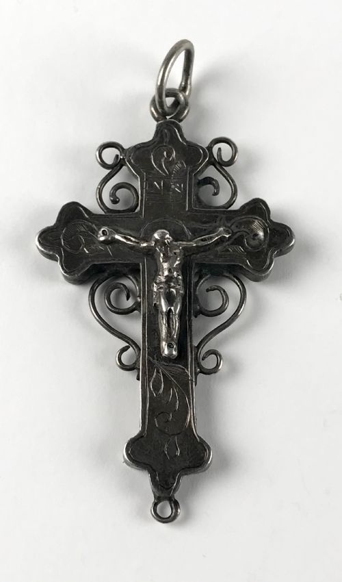 ANTIQUE 18TH CENTURY RELIGIOUS SOLID SILVER SPANISH RELIQUARY CROSS RELIC - ADDITIONAL PHOTO 6