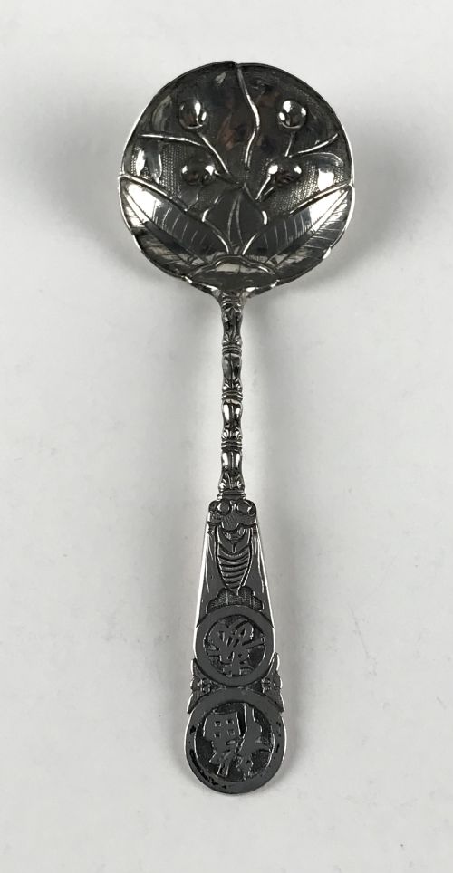 ANTIQUE CHINESE SOLID SILVER STERLING TEA CADDY SPOON 12CM ORIENTAL CIRCA 1900 - ADDITIONAL PHOTO 1
