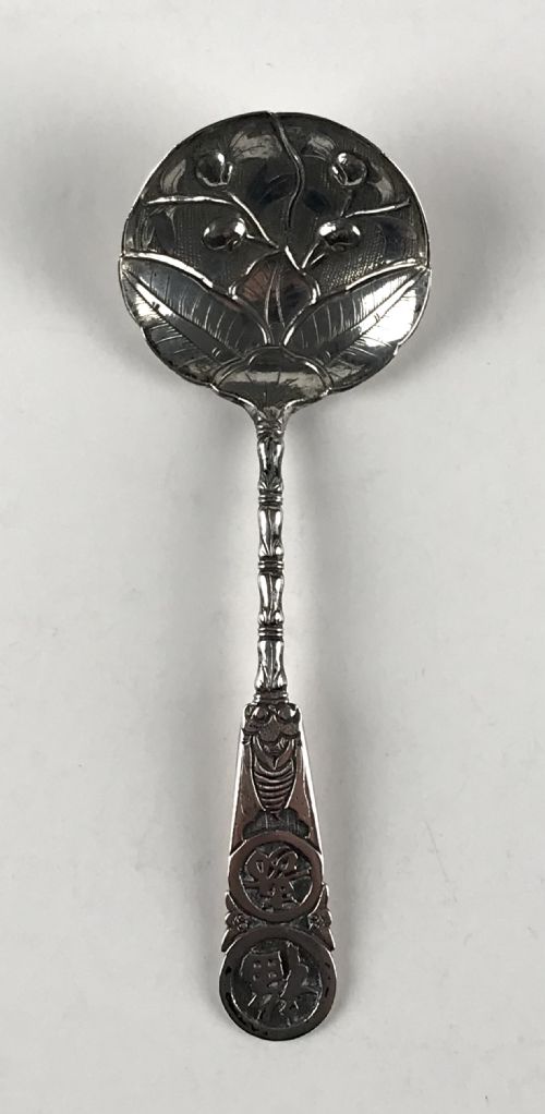 ANTIQUE CHINESE SOLID SILVER STERLING TEA CADDY SPOON 12CM ORIENTAL CIRCA 1900 - ADDITIONAL PHOTO 2