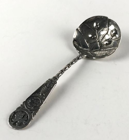 ANTIQUE CHINESE SOLID SILVER STERLING TEA CADDY SPOON 12CM ORIENTAL CIRCA 1900 - ADDITIONAL PHOTO 5