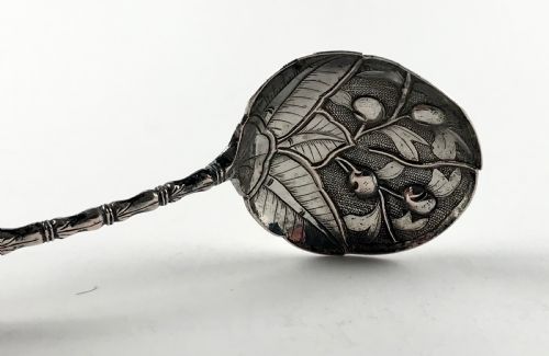 ANTIQUE CHINESE SOLID SILVER STERLING TEA CADDY SPOON 12CM ORIENTAL CIRCA 1900 - ADDITIONAL PHOTO 8