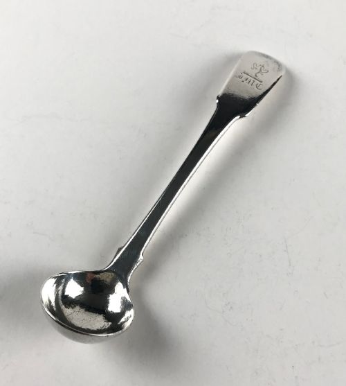 antique solid silver sterling georgian mustard spoon london 1815 fiddle pattern - CATEGORY: ANTIQUE SILVER - DATED GEORGIAN