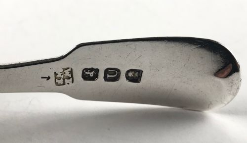 ANTIQUE SOLID SILVER STERLING GEORGIAN MUSTARD SPOON LONDON 1815 FIDDLE PATTERN - ADDITIONAL PHOTO 4